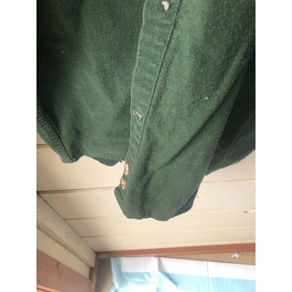 Field & Stream Green Flannel long sleeve Button Down Shirt  Pockets sz L VTG - Picture 6 of 10